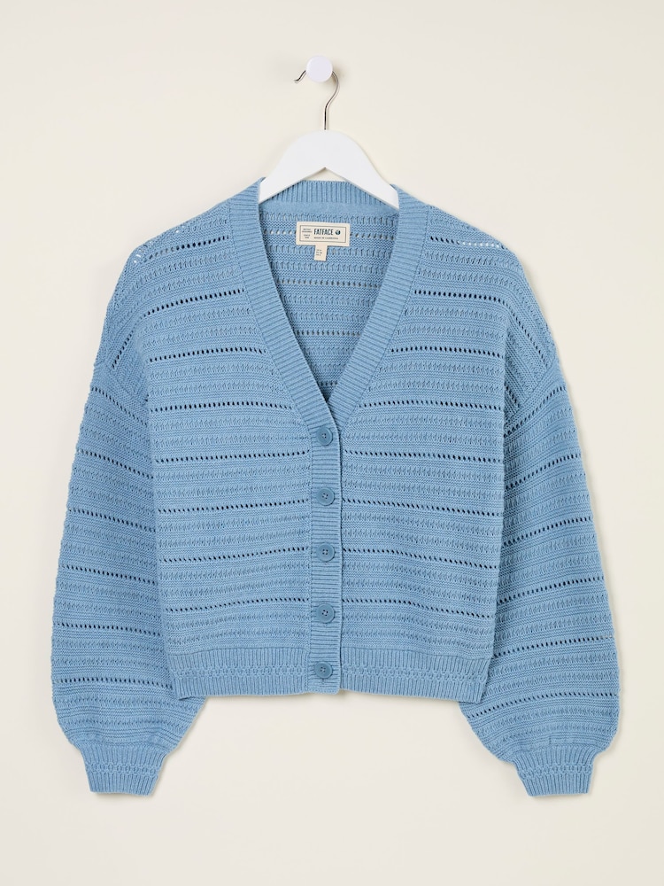 FatFace Annie Chambray Blue Knitted Cardigan - Image 6 of 6