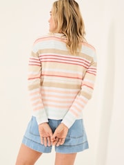FatFace Izzy White Knitted Stripe Jumper - Image 2 of 5