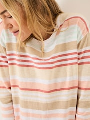 FatFace Izzy White Knitted Stripe Jumper - Image 4 of 5