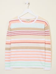 FatFace Izzy White Knitted Stripe Jumper - Image 5 of 5