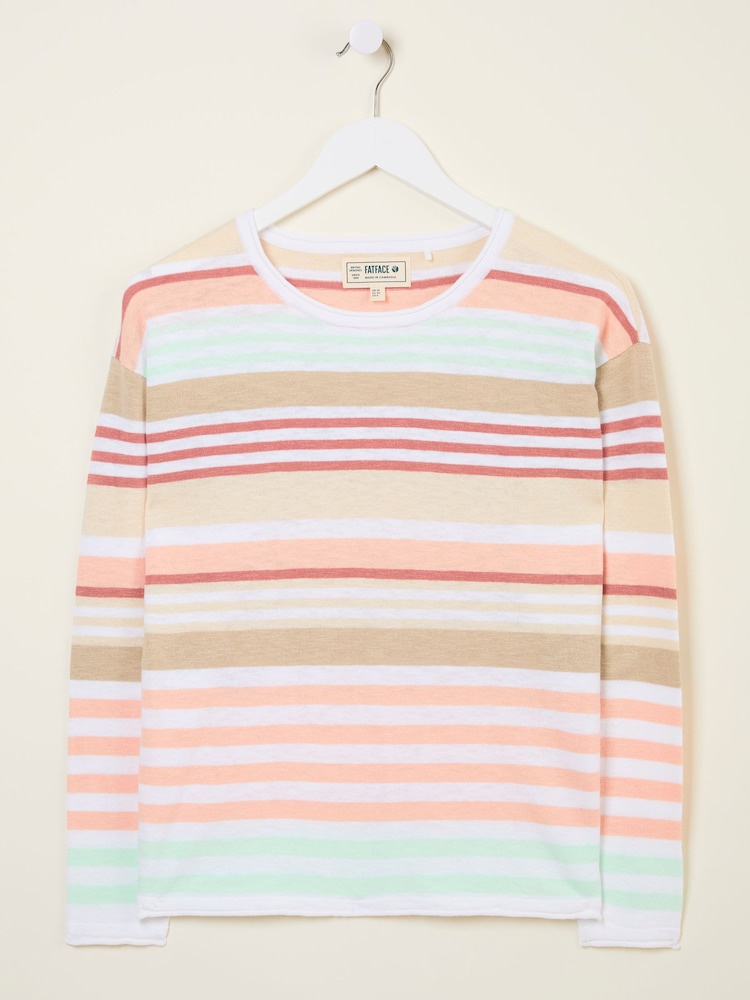 FatFace Izzy White Knitted Stripe Jumper - Image 5 of 5