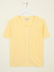 FatFace Lili Yellow Laundered Short Sleeve Cardigan - Image 5 of 5