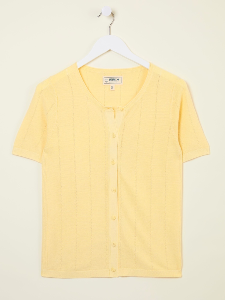 FatFace Lili Yellow Laundered Short Sleeve Cardigan - Image 5 of 5