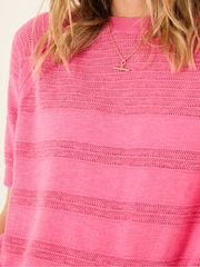 FatFace Zandra Pink Cotton Linen T Shirt - Image 3 of 6