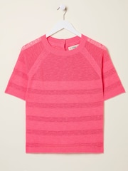 FatFace Zandra Pink Cotton Linen T Shirt - Image 6 of 6