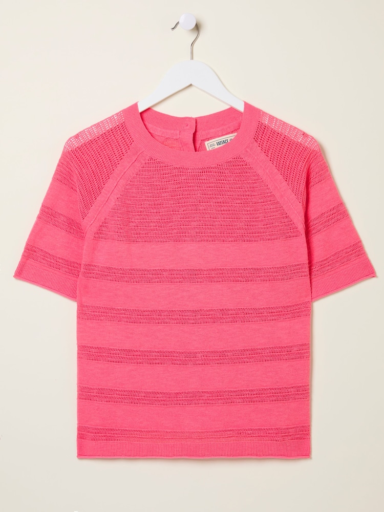 FatFace Zandra Pink Cotton Linen T Shirt - Image 6 of 6