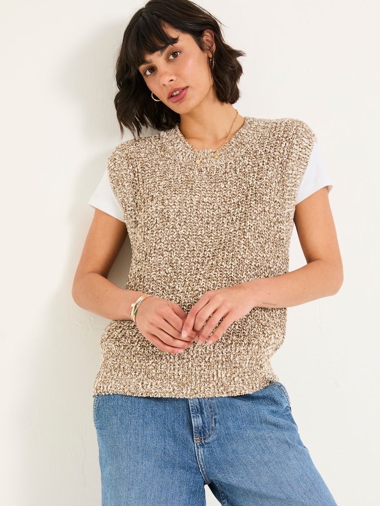 FatFace Ari Natural Knitted Tape Yarn Tank - Image 1 of 6