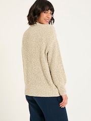 FatFace Olive Natural Knitted Tape Yarn Cardigan - Image 2 of 6