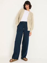 FatFace Olive Natural Knitted Tape Yarn Cardigan - Image 3 of 6