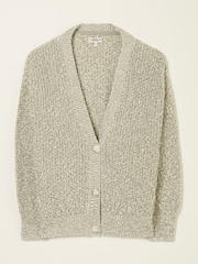 FatFace Olive Natural Knitted Tape Yarn Cardigan - Image 6 of 6