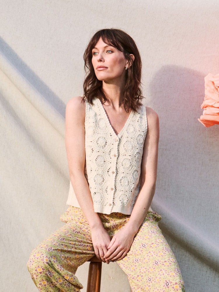 FatFace Ivory Beeble Button Tank - Image 1 of 8
