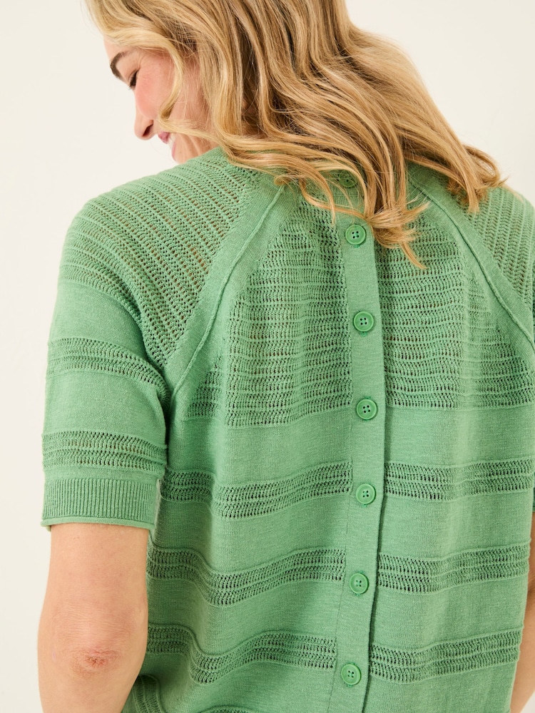 FatFace Zandra Green Cotton Linen T Shirt - Image 2 of 6