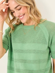 FatFace Zandra Green Cotton Linen T Shirt - Image 3 of 6