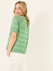 FatFace Zandra Green Cotton Linen T Shirt - Image 4 of 6