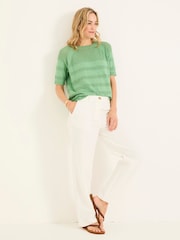 FatFace Zandra Green Cotton Linen T Shirt - Image 5 of 6