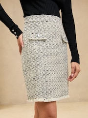 Lipsy Black/White Petite Knitted Boucle 2 in 1 Dress - Image 2 of 4