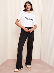 Friends Like These Black Petite Ribbed Jersey Wide Leg Trousers - Image 2 of 4