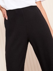 Friends Like These Black Petite Ribbed Jersey Wide Leg Trousers - Image 4 of 4