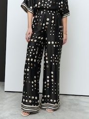 Noir à pois - Pantalons larges en satin - Image 2 de 8