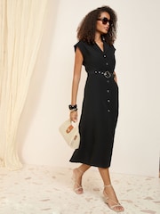 Schwarz - Friends Like These Short Sleeve Tailored Utility Dress - Bild 1 von 5