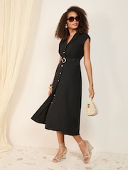 Schwarz - Friends Like These Short Sleeve Tailored Utility Dress - Bild 3 von 5