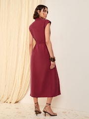 Friends Like These Berry Short Sleeve Tailored Utility Dress - Image 4 of 4