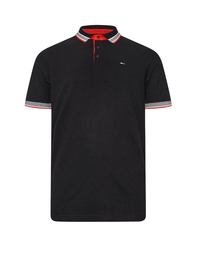 BadRhino Big & Tall Black 100% Cotton Tipped Polo Shirt - Image 2 of 3