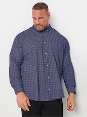 BadRhino Big & Tall Blue Geometric Print Party 100% Cotton Shirt - Image 1 of 3