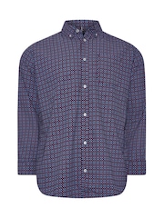 BadRhino Big & Tall Blue Geometric Print Party 100% Cotton Shirt - Image 2 of 3