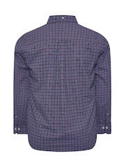 BadRhino Big & Tall Blue Geometric Print Party 100% Cotton Shirt - Image 3 of 3
