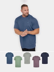 حزمة من 5 تيشرتات قطن 100% من BadRhino Big & Tall - صورة 1 من 6