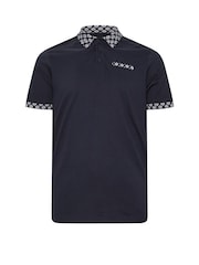 BadRhino Big & Tall Blue 100% Cotton Printed Jacquard Polo Shirt - Image 2 of 3