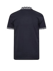 BadRhino Big & Tall Blue 100% Cotton Printed Jacquard Polo Shirt - Image 3 of 3