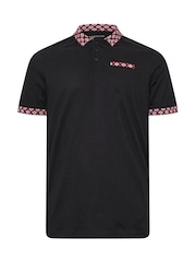BadRhino Big & Tall Red 100% Cotton Printed Jacquard Polo Shirt - Image 2 of 3