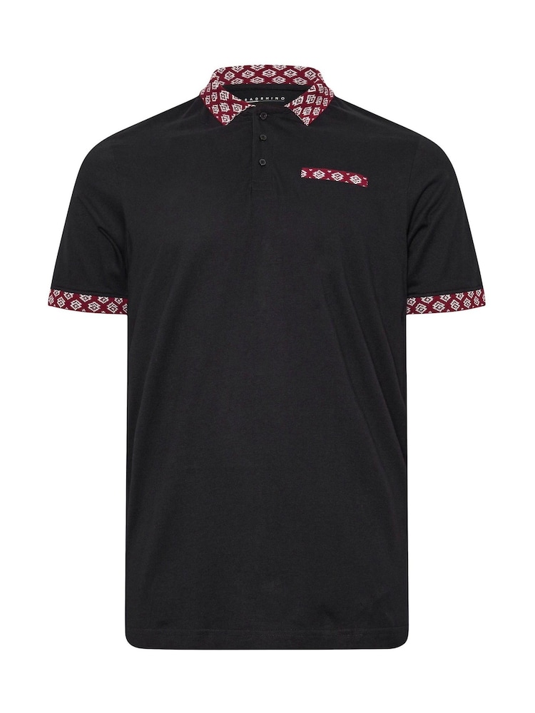 BadRhino Big & Tall Red 100% Cotton Printed Jacquard Polo Shirt - Image 2 of 3