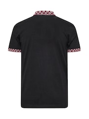 BadRhino Big & Tall Red 100% Cotton Printed Jacquard Polo Shirt - Image 3 of 3