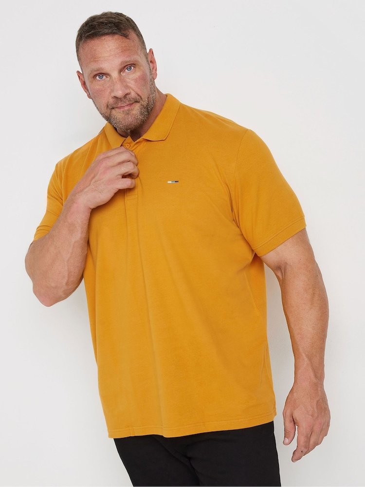 BadRhino Big & Tall Yellow 100% Cotton Plain Polo Shirt - Image 1 of 3