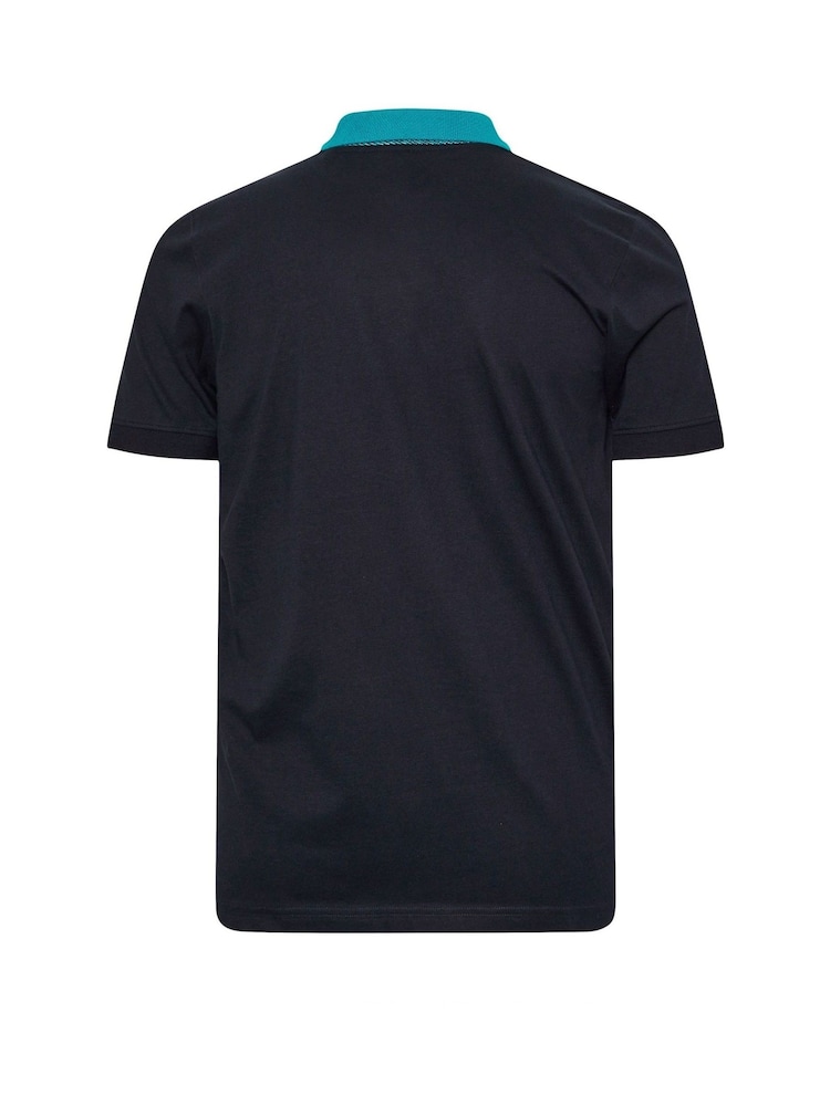 BadRhino Big & Tall Blue 100% Cotton Jacquard Polo Shirt - Image 3 of 3 BadRhino Big & Tall Blue 100% Cotton Jacquard Polo Shirt - Image 3 of 3