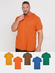 BadRhino Big & Tall Brown 100% Cotton Plain Polo Shirts 5 Pack - Image 1 of 6