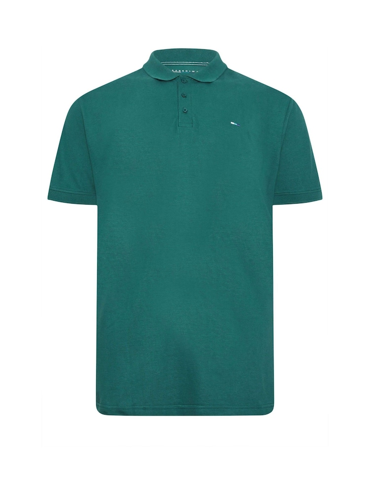 BadRhino Big & Tall Green 100% Cotton Long Plain Polo Shirt - Image 2 of 3