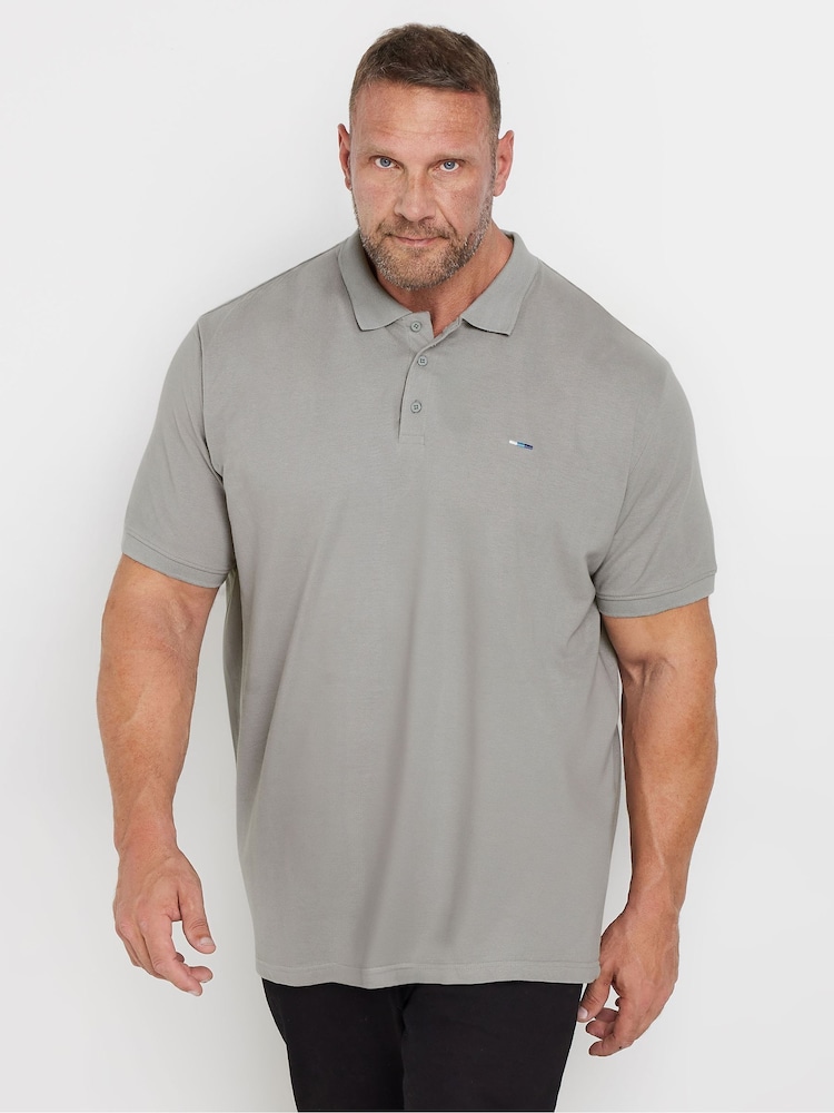 BadRhino Big & Tall Grey 100% Cotton Plain Polo Shirt - Image 1 of 3