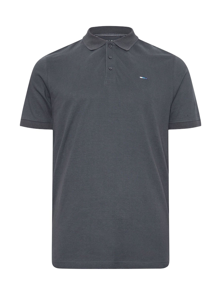 BadRhino Big & Tall Grey 100% Cotton Long Plain Polo Shirt - Image 2 of 3
