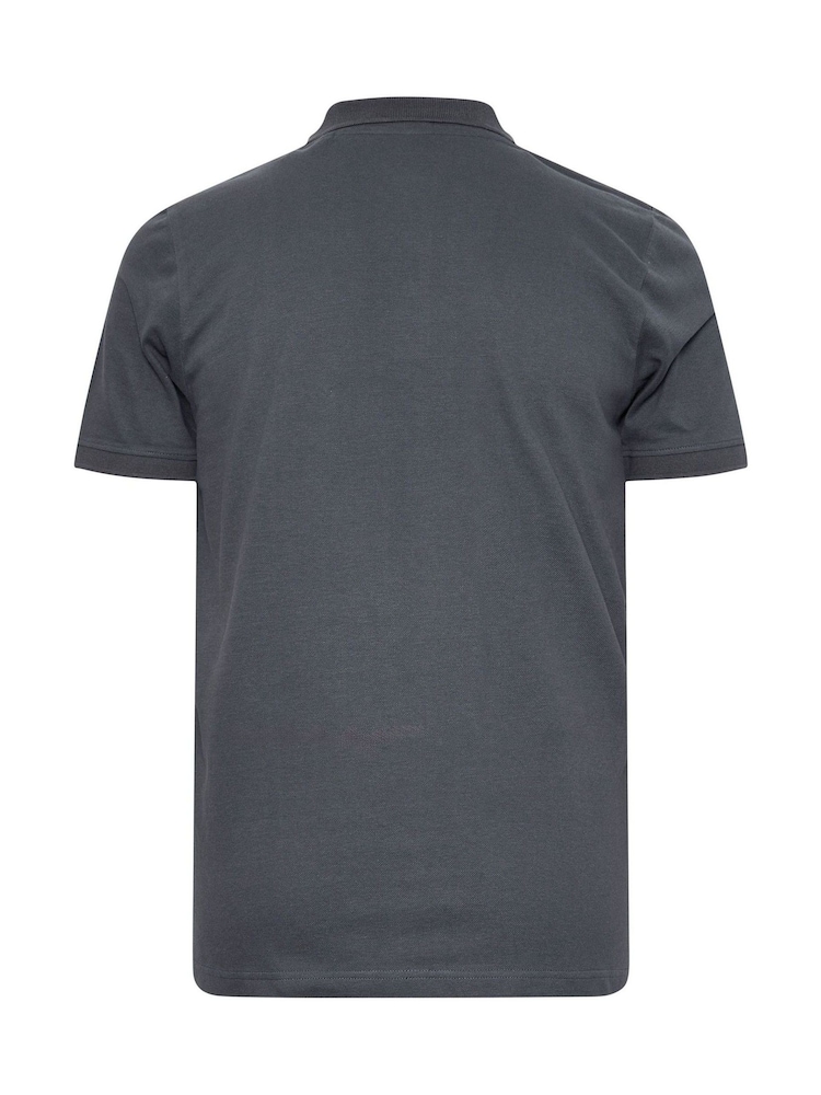 BadRhino Big & Tall Grey 100% Cotton Long Plain Polo Shirt - Image 3 of 3