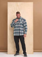 BadRhino Big & Tall Grey 100% Cotton Brushed Check Shirt - Image 1 of 3