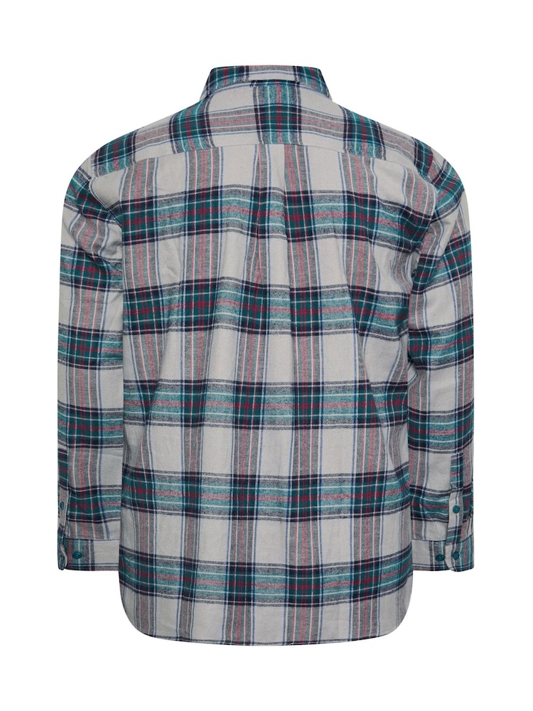 BadRhino Big & Tall Grey 100% Cotton Brushed Check Shirt - Image 3 of 3