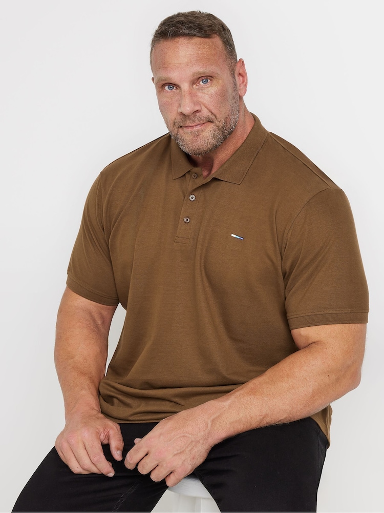 BadRhino Big & Tall Brown 100% Cotton Plain Polo Shirt - Image 1 of 3
