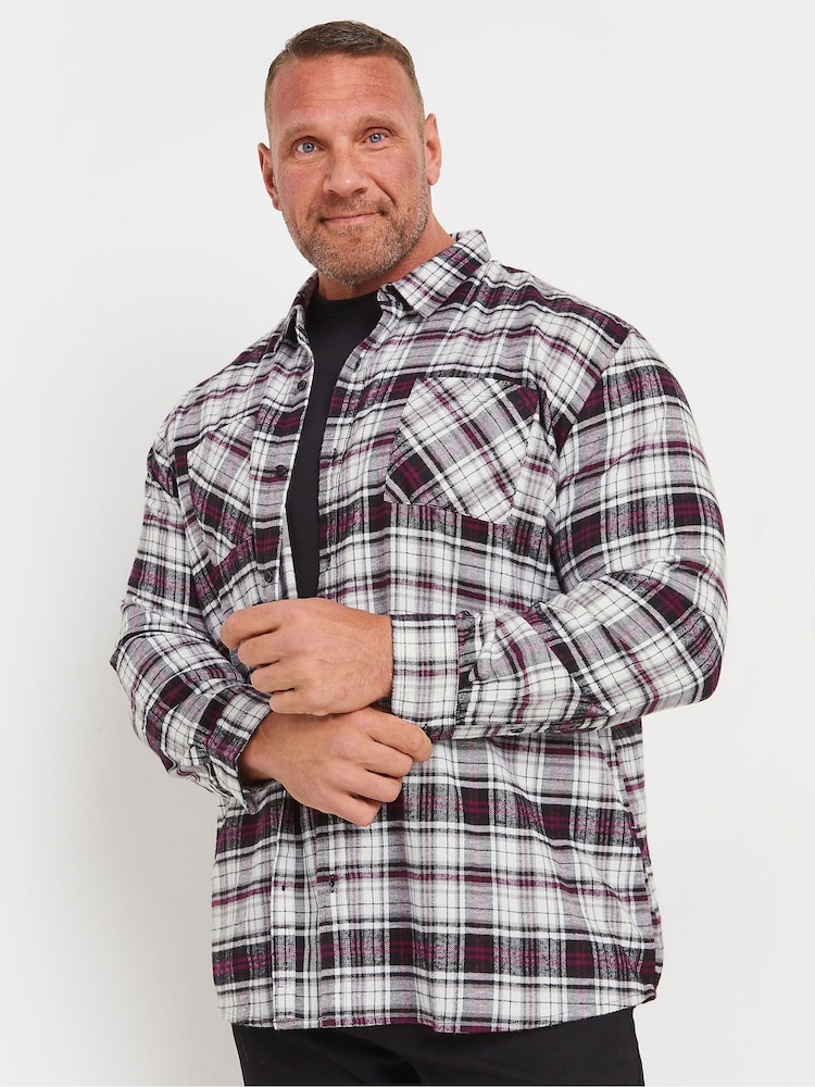 Negro - Camisa cepillada de algodón 100 % a cuadros de BadRhino Big & Tall - Imagen 2 de 4 Negro - Camisa cepillada de algodón 100 % a cuadros de BadRhino Big & Tall - Imagen 2 de 4