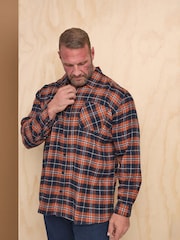 BadRhino Big & Tall Orange 100% Cotton Brushed Check Shirt - Image 1 of 4