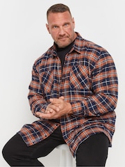 BadRhino Big & Tall Orange 100% Cotton Brushed Check Shirt - Image 2 of 4