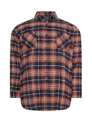 BadRhino Big & Tall Orange 100% Cotton Brushed Check Shirt - Image 3 of 4